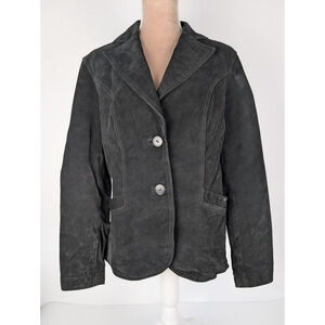 Mark Alan Suede Leather Jacket Blazer Sz XL Black Classic Retro Western Y2K